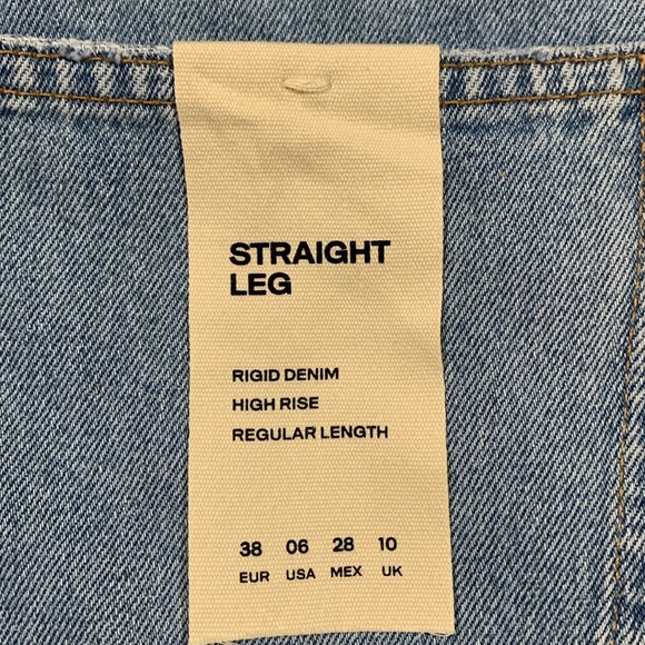 Massimo Dutti Light Wash Straight Leg High Rise 100% Cotton Jeans size 6 NWT - Picture 11 of 13